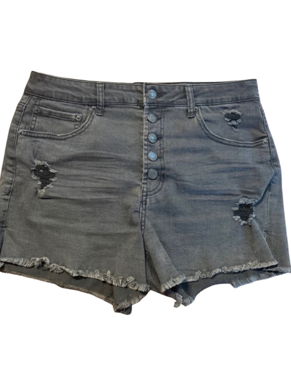 Vanilla Star Black High Rise Distressed Denim Shorts Size 11 Juniors